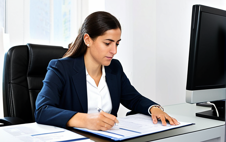 **

"A professional *Gestor Administrativo* in Spain, fully clothed in a modern business suit, assisting a client with paperwork at a bright, well-organized office desk.  Background includes official documents and a computer screen displaying Spanish government website.  Emphasis on competence and approachability. Safe for work, appropriate content, professional, perfect anatomy, natural proportions, family-friendly, modest clothing, well-formed hands, proper finger count."

**