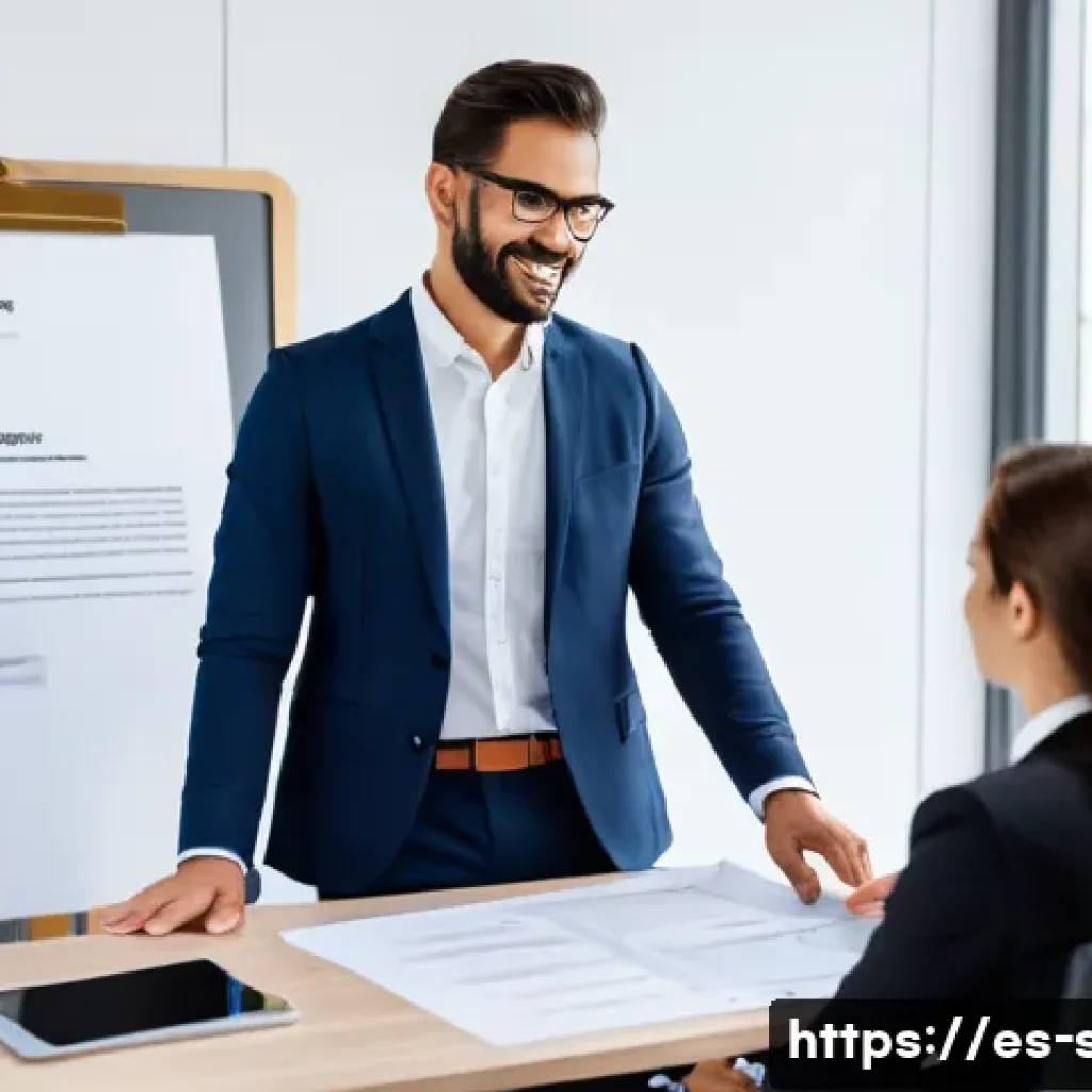 자치행정사 커리어 가이드 - **Prompt: "A professional and approachable Spanish administrative manager, with a friendly expressio...