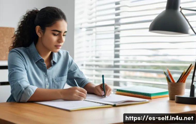 자치행정사 자격증 합격률 - A focused young adult Hispanic woman studying diligently at a tidy desk in a bright, modern home off...